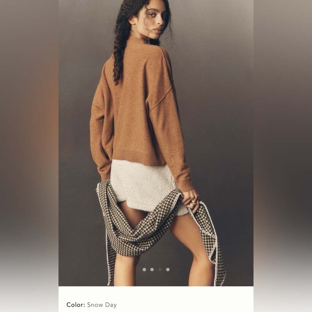 New small Anthropologie pilcro Alani cashmere sweater tan alpine club snow ski - Picture 12 of 16